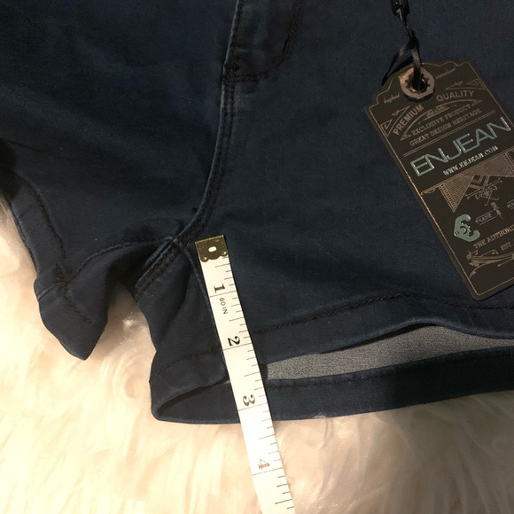 NWT ENJEAN Denim Fit Mid rise Short Shorts Size L - Picture 8 of 8